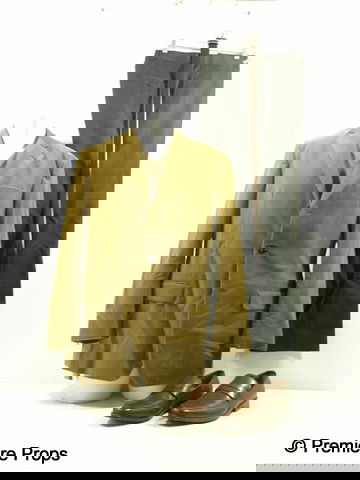 Red Frank (Bruce Willis) Hero Movie Costumes: Red - Frank (Bruce Willis) screen worn, hero, brown corduroy three button 'Brooks Brothers' jacket, (size 42R) brown long sleeve v-neck 'Brooks Brothers' cashmere sweater, (size L) grey wool 'Hugo Bos