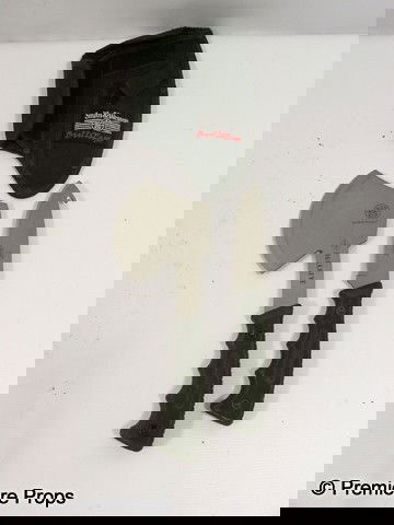 Red Marvin (John Malkovich) Knife Movie Props: Red - Marvin (John Malkovich) screen used, hero, thick metal axe blade with rubber handle 'Smith & Wesson' axe and metal blade with hook on the end with rubber grip 'Smith & Wesson' knife, with nylon