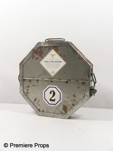 Inglourious Basterds Stolz Der Nation Film Caniste: Inglourious Basterds - Stolz Der Nation Film Canister 2 of 5. This film canister is silver colored rusted metal octagon shaped with handle on top, 'Rodacor 2/5 35mm' sticker, 'Stolz Der Nation' sticke