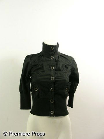 BUFFY THE VAMPIRE SLAYER - Sarah Michelle Gellar B: Buffy The Vampire Slayer (1997) - Buffy Summers (Sarah Michelle Gellar) screen worn, black long sleeve large metal buttons up the front, button pockets on the front, turtle neck style jacket.