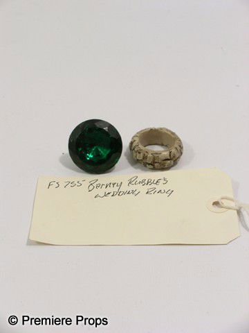 THE FLINTSTONES - Barney Wedding Ring: The Flintstones (1994) - Barney Rubble (Rick Moranis) screen used, green plastic and metal large wedding ring and grey plastic rock style wedding ring. Includes wardrobe tag!