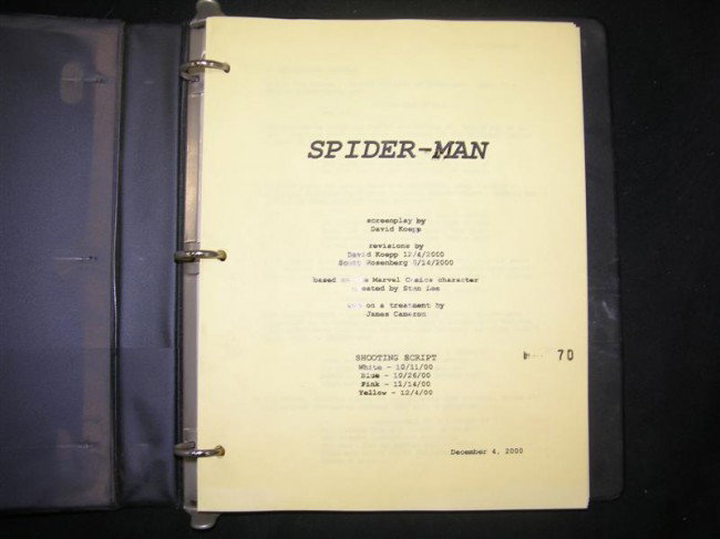SPIDER-MAN - Script: Spider-Man – Original early draft of the screenplay written by Barney Cohen, Ted Newsome & John Brancato. From Cannon Films.