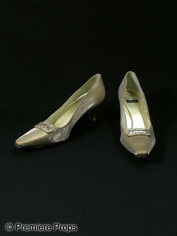 THE BLIND SIDE - Leigh Anne Tuohy (Sandra Bullock): The Blind Side (2009) - Leigh Anne Tuohy (Sandra Bullock) gold "Stuart Weitzman" studded shoes with 2 3/8" heels (Size 8).