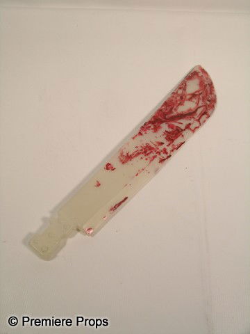 Scream 4 Bloody Knife Movie Props: Scream 4 - Bloody, white long plastic machete style knife with no handle. (approx. 21" long)