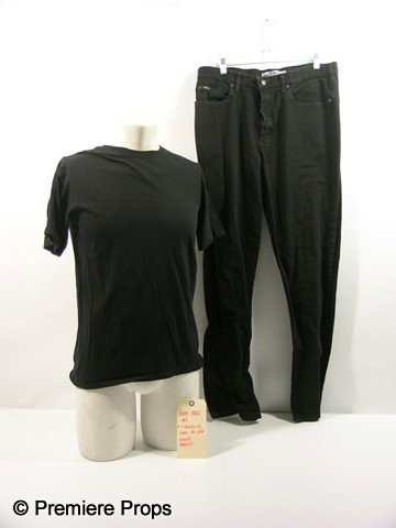 Scream 4 Ghostface Killer's Hero Movie Costumes: Scream 4 - Ghostface Killer's screen worn, black short sleeve crew neck 'Hanes' t-shirt, (size M) and black denim 'Lees' jeans. (size 36x32) Includes wardrobe tag!