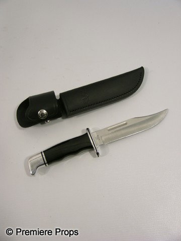 Scream 4 Buck Knife Movie Props: Scream 4 - Stainless steel dulled "Buck" knife with black leather case. (approx. 11" long)