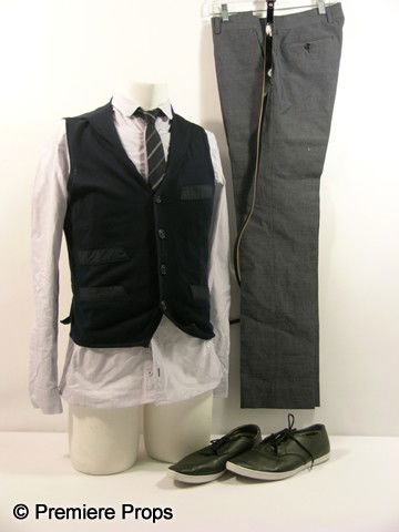 Alex Pettyfer's Beastly (2011) Costume: Beastly (2011) - Kyle (Alex Pettyfer) screen worn, navy blue 'Juma' sweater vest, white with thin blue stripes button up the front long sleeve 'Junk de Luxe' shirt, navy blue with white stripes 'John