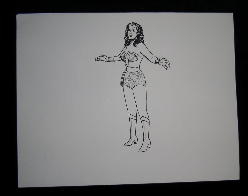 Wonder Woman (1975-1979) Opening Title Art: Wonder Woman (1975-1979) - An original hand drawn animation of Wonder Woman from the animated main title sequence of the live action television show.