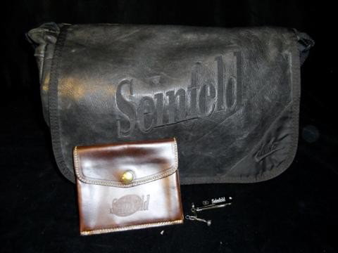 Seinfeld (1990-1998) Crew Gifts: Seinfeld (1990-1998) - A Leather Satchel, Leather Billfold and Keychain with a miniature Emmy. These were given to lead crew members as gifts at season wraps and upon their Emmy win.