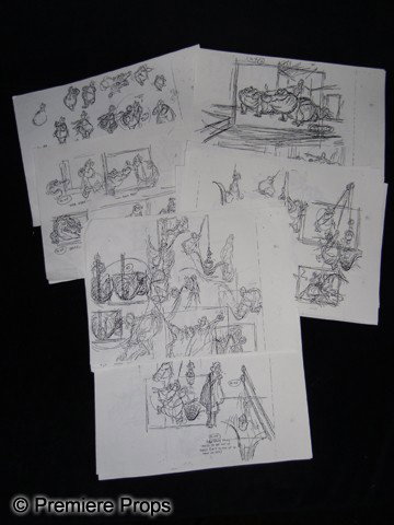 The Rescuers (1977) Storyboards: The Rescuers (1977) - Production copies of a handful of storyboards for the animated film featuring Penny, Madame Medusa and Mr. Snoops and the sequence where Penny retrieves the diamond from the well