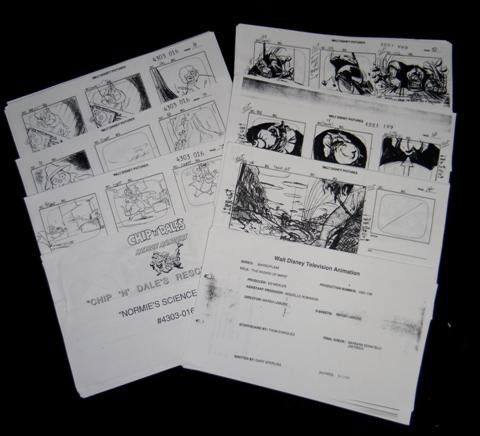 Walt Disney Television Animation Storyboards: Walt Disney Television Animation Materials - Production copies of storyboards and locations for major animated series. Includes Chip 'N' Dale's Rescue Rangers, Episode #4303-016, "Normie's Science Pro