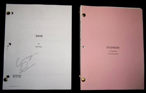 Dave (1993) and Stepmom (1998) Screenplays: Dave and Stepmom Screenplays - Two original screenplays for the movie Dave written by Gary Ross and dated 5/14/92, signed by him on the top page, and Stepmom written by Ronald Bass, labeled second rev