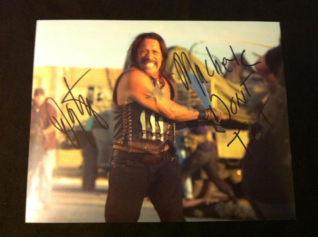 Machete Photo Signed by Danny Trejo: 8 x 10 color photo from Machete signed by actor Danny Trejo, who adds "Machete Don't Text". Signed at Sons of Anarchy premiere 8=30-11.
