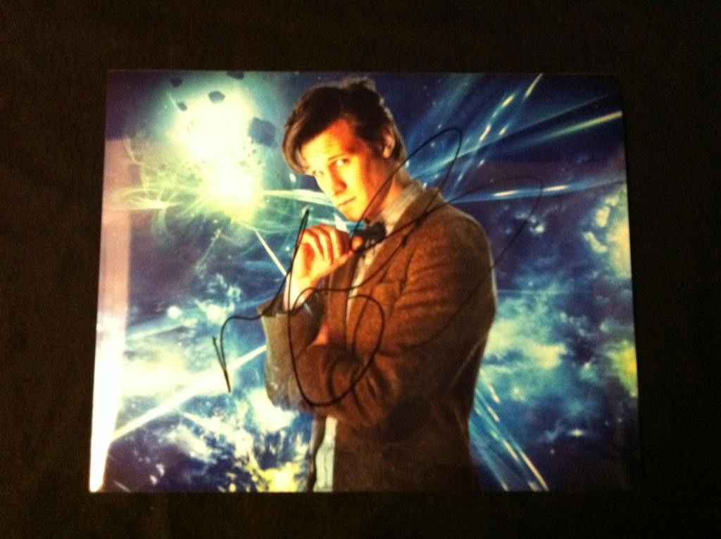 Doctor Who Photos Signed by Matt Smith and Karen G: 8 x 10 color photo of Matt Smith as Doctor Who, signed by the actor in black felt pen. Signed at a BBC America event. This lot further includes a 8 x 10 color photo of Karen Gillan in Doctor Who, sign