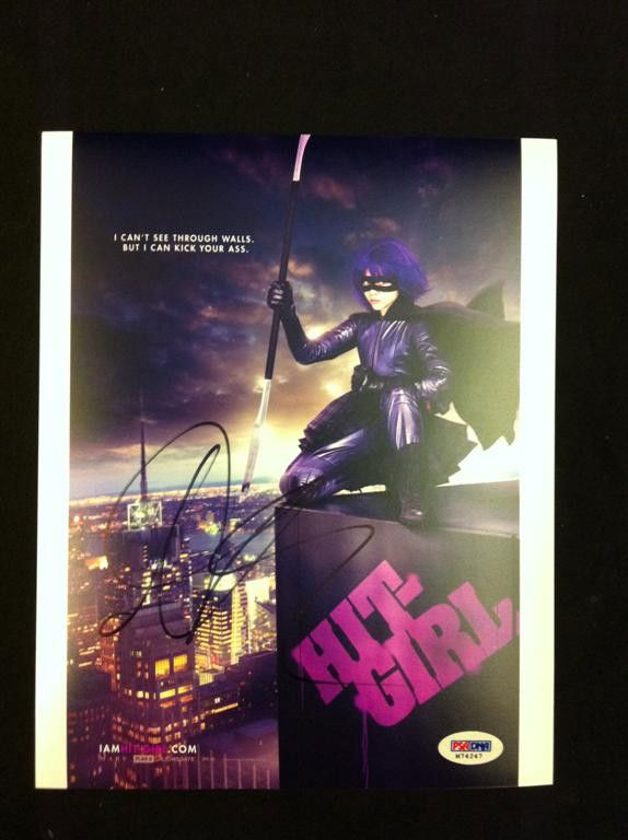 Kick Ass Photo Signed by Chloe Moretz: 8 x 10 promo photo of actress Chloe Moretz in Kick Ass, signed by Moretz in black felt pen. Complete with PSA/DNA certification.