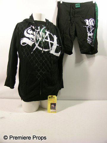 Warrior Brendan (Joel Edgerton) Movie Costumes: Warrior - Brendan (Joel Edgerton) stunt, black with white design on the front 'Soul' hooded sweatshirt, (size XL) black with silver design on the front and back 'Soal' t-shirt, (size XL) and black wit