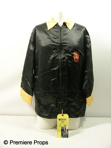 Warrior Paddy (Nick Nolte) Movie Costumes: Warrior - Paddy (Nick Nolte) screen worn, black satin zip up the front with 'Fitz Gym' logo on the front and lettering on the back jacket.