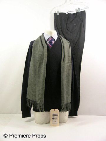 The Adjustment Bureau David (Matt Damon) Movie Cos: The Adjustment Bureau - David (Matt Damon) screen worn, blue v-neck sweater, grey scarf, light blue dress shirt, blue striped neck tie, and blue dress pants. Includes wardrobe tag!
