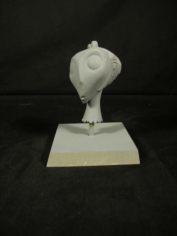 Head Sculpture from Corpse Bride: Gaunt head of a man, being a production made casting from one of the figures used in Corpse Bride. Mounted to a base. Unpainted.