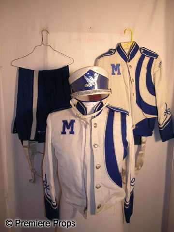 Lot of Band Uniforms: Lot of 19 Band uniforms (blue and white), With pants and jacket. 18 of 19 come with a hat.