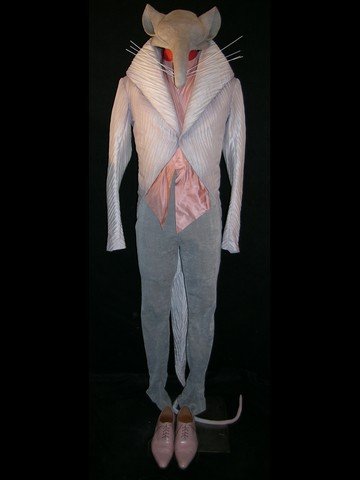 Mirror Mirror Blue Blood Costume Ball Rat Costume: Mirror Mirror (2012) - Blue blood costume ball rat, complete with trousers (with suspenders), vest, scarf, coat (with long rat tail) rat hat with ears, nose and pink tinted sunglass lenses and pink sh