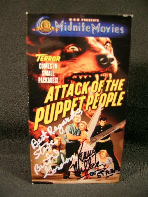 Signed VHS Tapes & DVDs: MGM Midnite Movies videotape of Attack of the Puppet People (1958) signed by writer, producer and director Bert I. Gordon, who has personalized his autograph, and star Kenny Miller. Ice Cream Man (199
