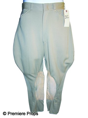 Rod Taylor Screen Worn Giant Pants: Tan breeches with leather inner-leg padding, worn by Rod Taylor as Sir David Karfrey in Giant (1956). Includes a May Fair Riding Shops label on the inner waist, along with a Warner Bros. label with Ta