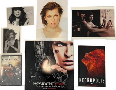 Milla Jovovich/Paul Anderson Lot of Memorabilia: Lot of Resident Evil Memorabilia from the production office archives! Includes a Paul Anderson & Milla Jovovich signed Resident Evil: The Final Chapter album, sealed DVD, signed Milla Jovovich autogra