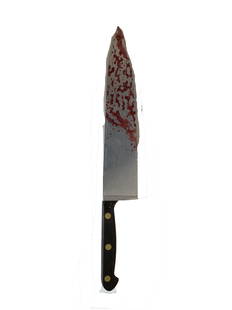 Halloween 2019 Michael Myers Bloody Knife Movie Props: Halloween Kills (2021)- Michael Myers' stunt, bloody butcher knife. This is the iconic butcher knife used throughout the film. There were several made for the production as Michael Myers strikes multi