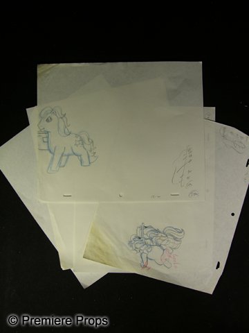 My Little Pony Hand Drawn Animation Sketches: Six sheets of hand drawn pencil sketches from the production of the My Little Pony, the 1986-1987 animated series from Sunbow Productions and Hasbro. The show ran concurrently with a highly successful