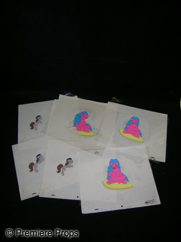 My Little Pony Hand Painted Animation Cels: Six animation cels, hand painted and in full color, made for the cartoon series My Little Pony (1986-1987). The show, from Sunbow Productions and Hasbro, ran concurrently with a highly successful toy 