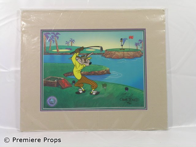 Wile E. Coyote Orig. Sericel Art: Wile E. Coyote 'Fore! 3, 2, 1' original Sericel art inspired by Chuck Jones #351/200 (approx. 20"x17")