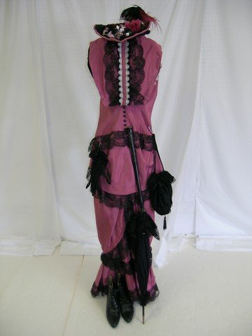 Victorian Wedding Dress & Accessories: Beautiful Victorian wedding dress with accessories, hat, boots, purse, lace gloves and parasol.