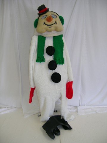 Snowman Costume: 1 Snowman Costume with padded body, head, hands, boots and scarf.