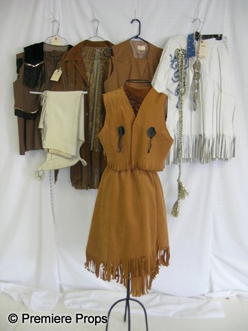 Lot of Western Costumes: Lot of 5 western costumes including 2 Leather skirts, 1 Suede jacket, 4 vests.