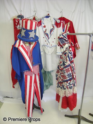 Lot of Patriotic Costumes/Uncle Sam/Statue of Lib: Patriotic lot including Uncle Sam and Statue of Liberty Costumes as well as 5 vests and skirts.