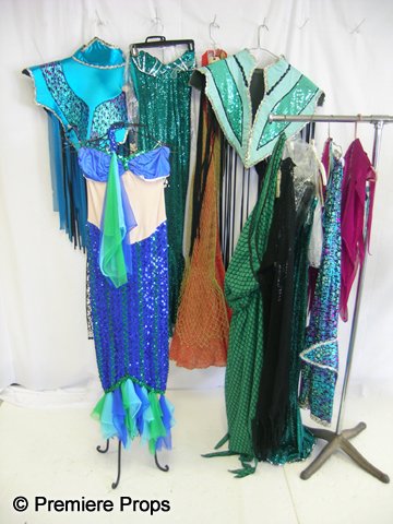 Lot of Mermaid/King Neptune Costumes: Lot of 5 aquatic items including 3 mermaids and 2 King Neptune.