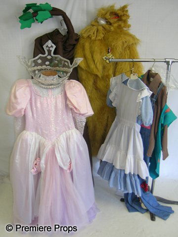 Lot of "Wizard of Oz" Costumes: Great "Wizard of Oz" lot including The Cowardly Lion, The Scarecrow, Glinda and Dorothy and a Talking Tree.