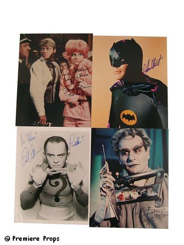 Batman TV Photo Signed Adam West/Diane McBain/Frank Gor: Batman TV Photo collection. Four glossy and satin finished 8x10 photos. First one signed by Adam West, next by Diane McBain "Pinky", the next by Frank Gorshin (Riddler), and the fourth by Eli Wallach 