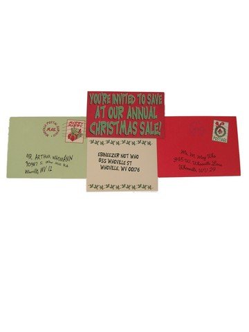 How The Grinch Stole Christmas Mailroom Letters Props: Dr. Seuss' classic "How The Grinch Stole Christmas" (2000), was brought to life from Director Ron Howard and Jim Carrey as the Grinch himself. And one way the Grinch tried to steal Christmas was to cr