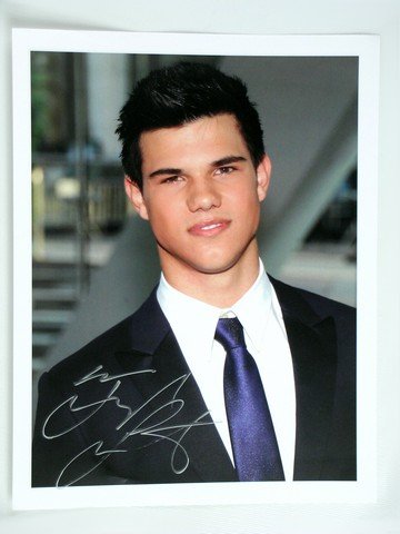 Taylor Lautner Signed Photo: From "Twilight Saga's" Jacob Black, Taylor Lautner, is a signed color 8"x10" photo.