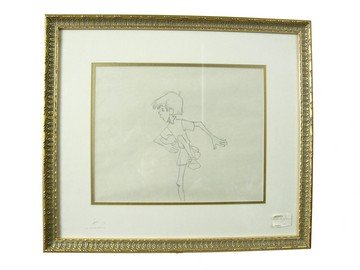 The Sword In The Stone Disney Animation Drawing: Disney's legendary animation director Wolfgang Reitherman made the 1963 "The Sword In The Stone", into a instant classic. This is an original animation production drawing of Wart, the heroic boy of th