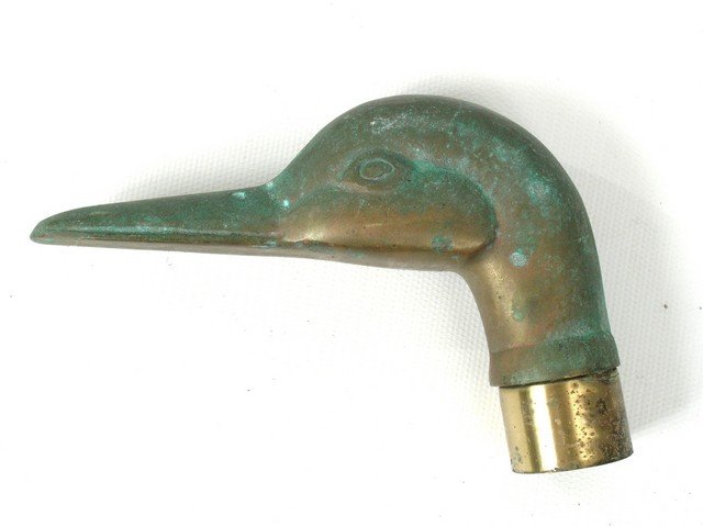 Larry Hagman Metal Duck Cane Head: A Metal Duck cane head from Larry Hagman's personal collection. Approx. 5.5" x 3.5" x 1.5"