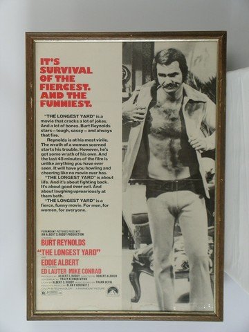 The Longest Yard (1974) Original Poster: From the original classic Burt Reynolds starring prison football action-comedy "The Longest Yard" (1974) this is an original full size framed poster.