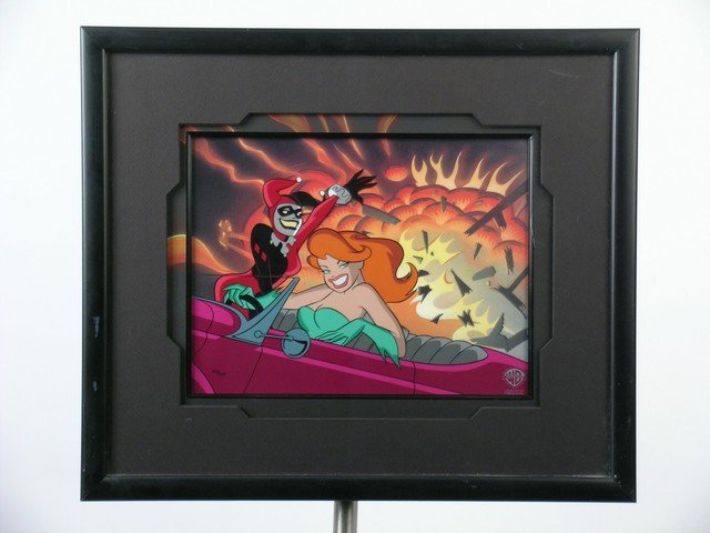 Batman Animation Sericel Girls Night Out Limited: Inspired by the Batman Animation Series, especially the episode "Girls Night Out", this is a rip-roaring sericel and serigraph background created at Warner Brothers. It is created with a special "over
