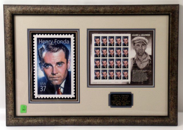 Larry Hagman Henry Fonda USPS Stamp Collection: Larry Hagman was great friends with Henry Fonda and especially with Peter Fonda, who changed his life in many ways. This is a Framed USPS Stamp Set issued to commemorate Henry Fonda's career. It comes