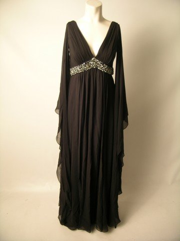 Scary Movie 5 Barbara (Heather Locklear) Costume: Scary Movie 5 - Barbara (Heather Locklear) stunt, black with shiny plastic under the bust, zipper in the back 'Teri Jon' long dress. (size 6)