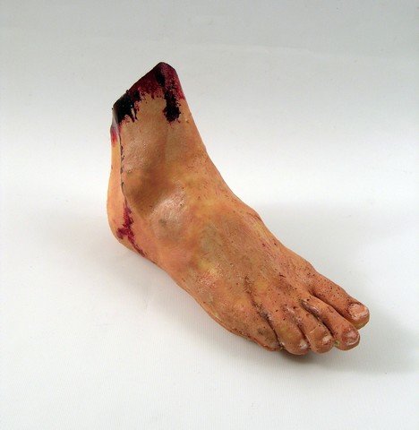 Autopsy Latex Bloody Foot Prop: There is always that scene when the horrified heroine finally gets a police officer to hear her story, and we think she will be saved, but of course when she shows him the evidence, it's gone or the b
