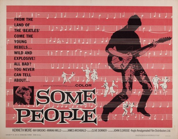 Some People- Rolled U.S. Half-Sheet Poster: 1962 22" x 28" rolled half-sheet poster on British rock music scene Clive Donner. Fine.