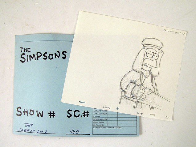 The Simpsons Animation Sketch: An original Pencil Animation sketch of Bart with a saw. (approx. 12 1/2" x 10 1/2")